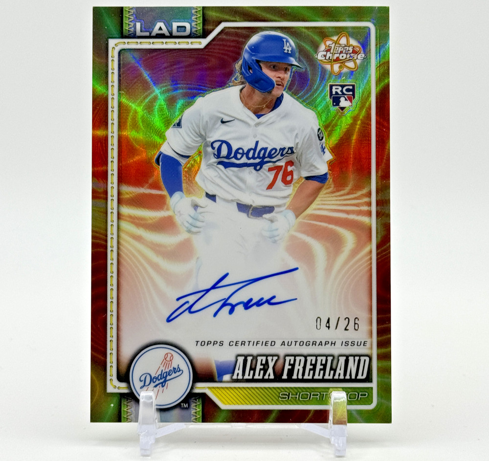 Alex Freeland 2026 Topps Chrome Radiating Rookies Autograph #RR-AF /26 Dodgers