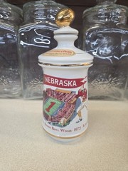 NEBRASKA FOOTBALL OLD FITZGERALD PRIME BOURBON DECANTER. 1972 ORANGE BOWL.