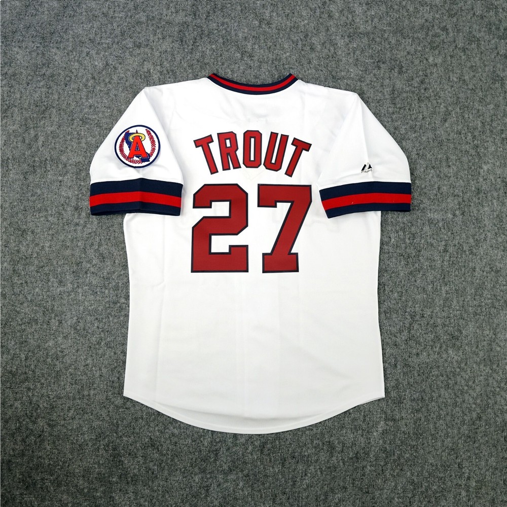 Mike Trout California Angels Men&rsquo;s Cooperstown Home White Throwback Jersey
