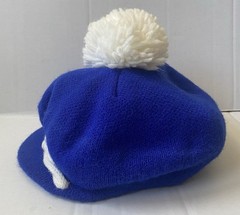 VTG CHILD 22.5” Dodgers Baseball Script Logo MLB Knit Hat Blue Newsboy Brim Pom