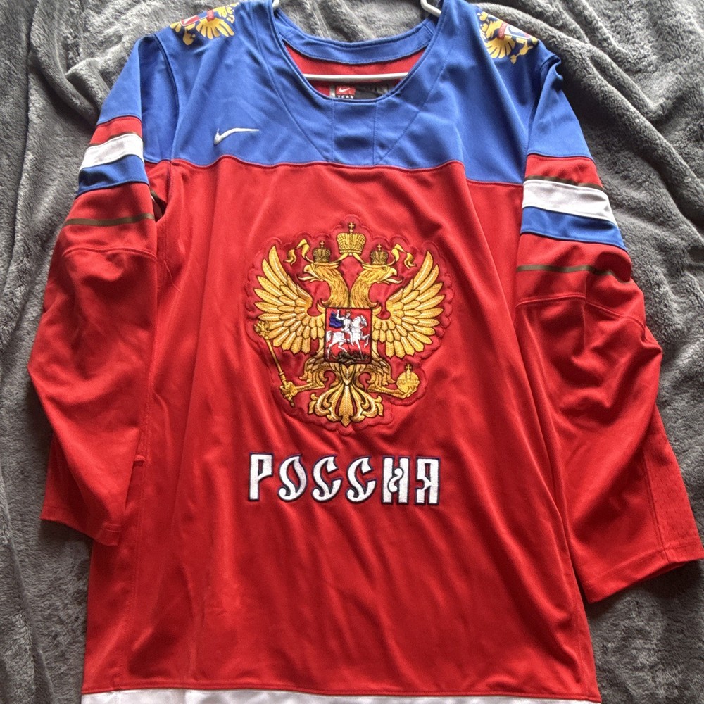 Nike Team Russia Hockey Jersey IIHF Patch Size XL Red Blue White