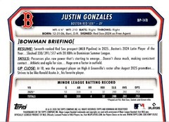 Justin Gonzales 2026 Topps Bowman Neon Green Border 1st 087/399 #BP-141 – Bos
