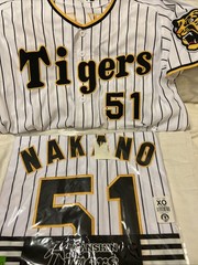 NEW MIZUNO Japan NPB HANSHIN TIGERS Baseball Jersey WHITE Blk #88 Yano X Large