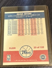 Fleer 1987-88 Julius Erving #35 Philadelphia 76ers Basketball NBA Card