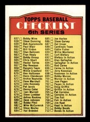 1972 Topps Baseball #604 6th Series Checklist (657-787) NM *d26