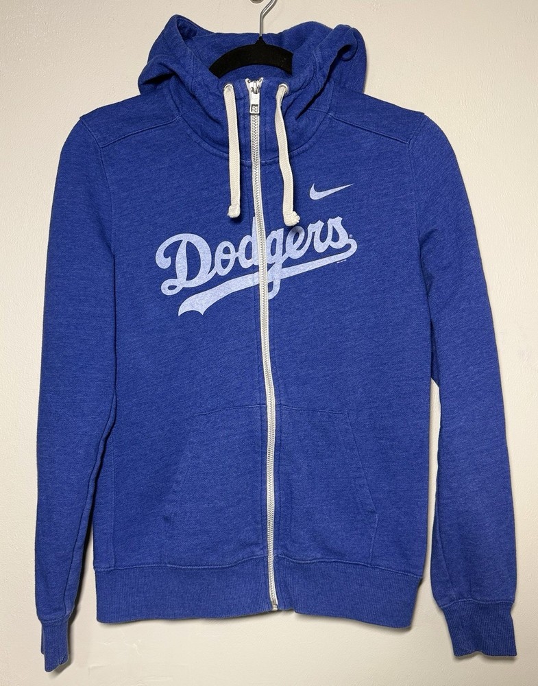 Los Angeles Dodgers Hoodie Women&rsquo;s L Blue Nike Full Zip Script Logo MLB Swoosh