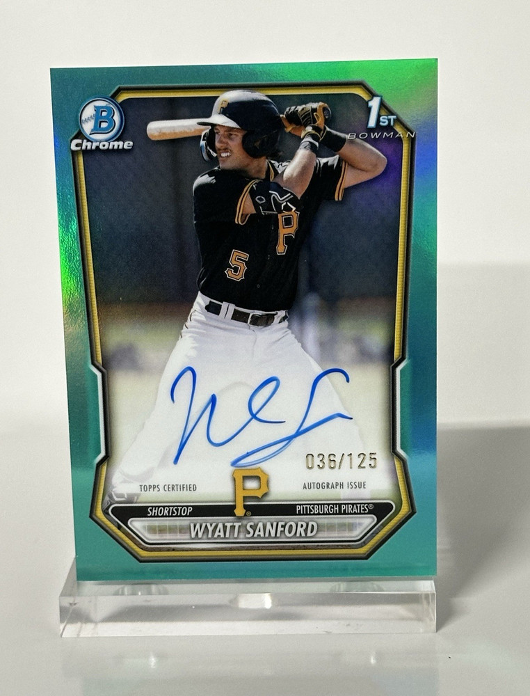 2025 Topps Bowman Chrome Prospect Autos Wyatt Sanford Pirates Aqua /125 CPA-WS