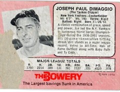 Joe Dimaggio – Signed Bowery Bank Baseball Card (1972)