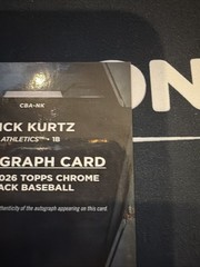 2026 Topps Chrome Black Nick Kurtz On Card Auto Athletics Mint