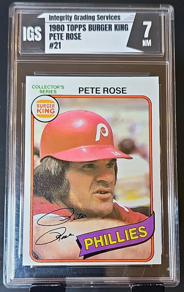 Topps 1980 Burger King Pitch Hit & Run Pete Rose Phillies #21 IGS NM7
