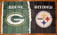 Green Bay Packers Pittsburgh Steelers House Divided Rivalry Flag 3×5 Banner Gift