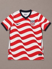 Nike USA National Team Soccer/Jersey Red White Blue Wave Stripe Short Sleeve
