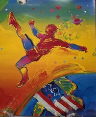 1992 Official FIFA World Cup &rsquo;94 Peter Max Poster USA #2 Pop Art Rolled NOS /EX