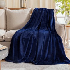 Fleece Plush Throw Blanket Navy Blue(50 by 60 Throw(50&Prime;×60&Prime;), Blue