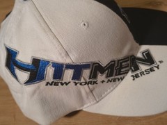 Vintage 2001 NY NJ Hitmen XFL Snapback Hat Split Black White NOS Cap