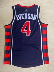Custom Retro Iverson # 4 James #9 USA Basketball Jersey Stitched Embroidered 04