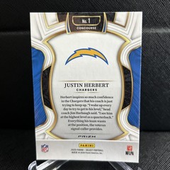 2025 Panini Select – Concourse Justin Herbert #1 Red & Blue Shock Prizm