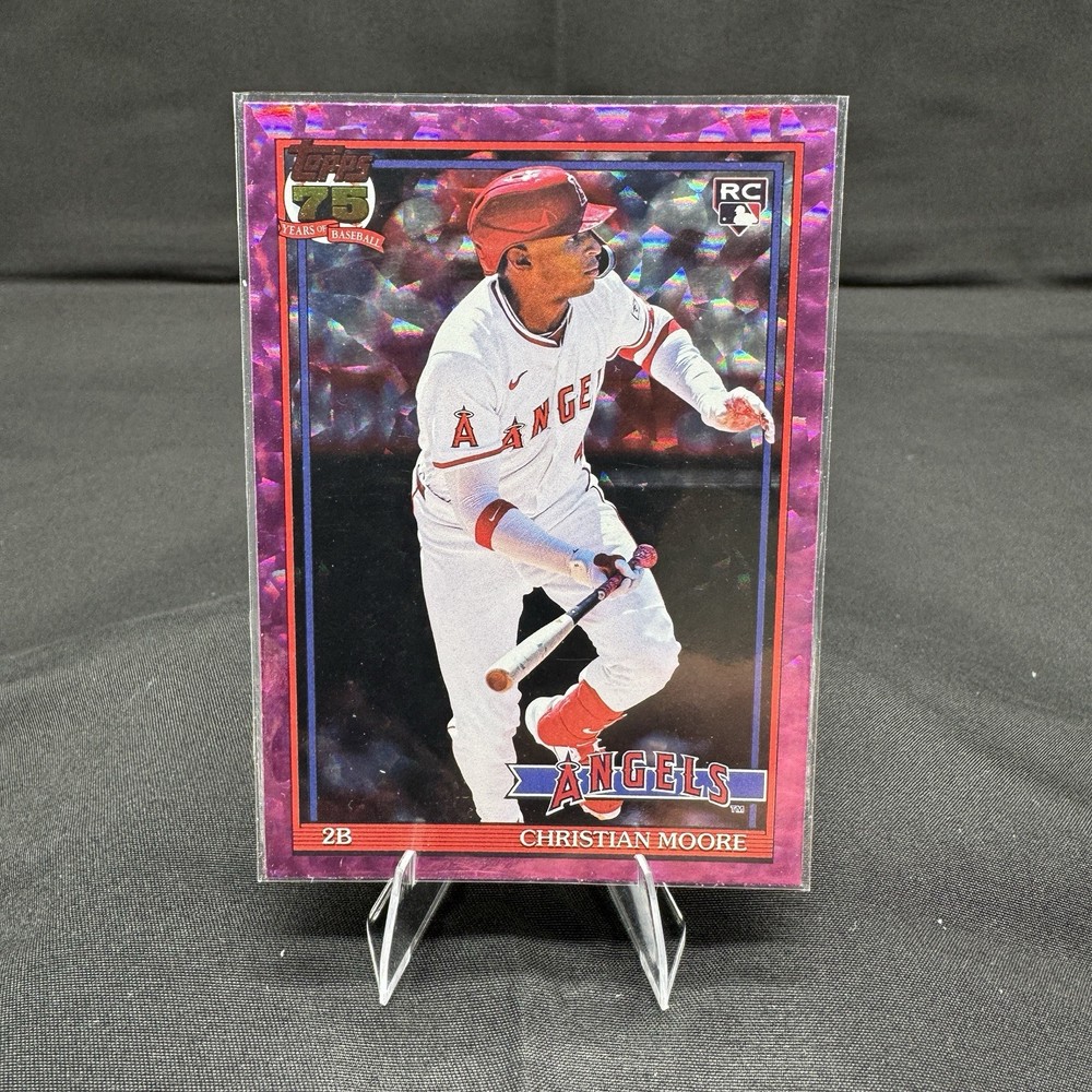 2026 Topps &rsquo;91 Design Christian Moore Pink Crackle Parallel (RC) #T91-46 Angels