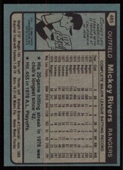 1980 Topps Mickey Rivers Texas Rangers #485