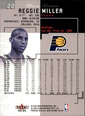 2002-03 Fleer Box Score #20 Reggie Miller – BSK