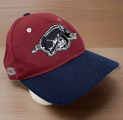 Vintage Arkansas Razorbacks Zephyr Graf-X Snapback Hat Black Hog Red Navy