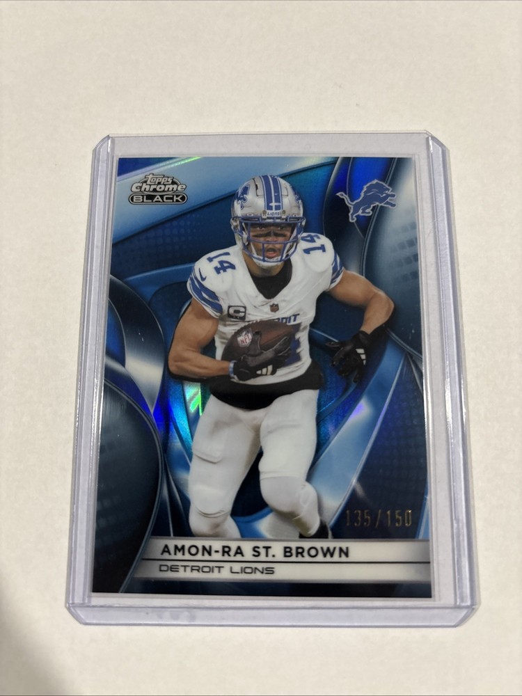 2025 Topps Chrome Black Amon-Ra St. Brown Blue Refractor 76/150 #35 Lions