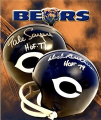 DICK BUTKUS & GALE SAYERS AUTOGRAPHED SIGNED CHICAGO BEARS MINI HELMET wAP/COA