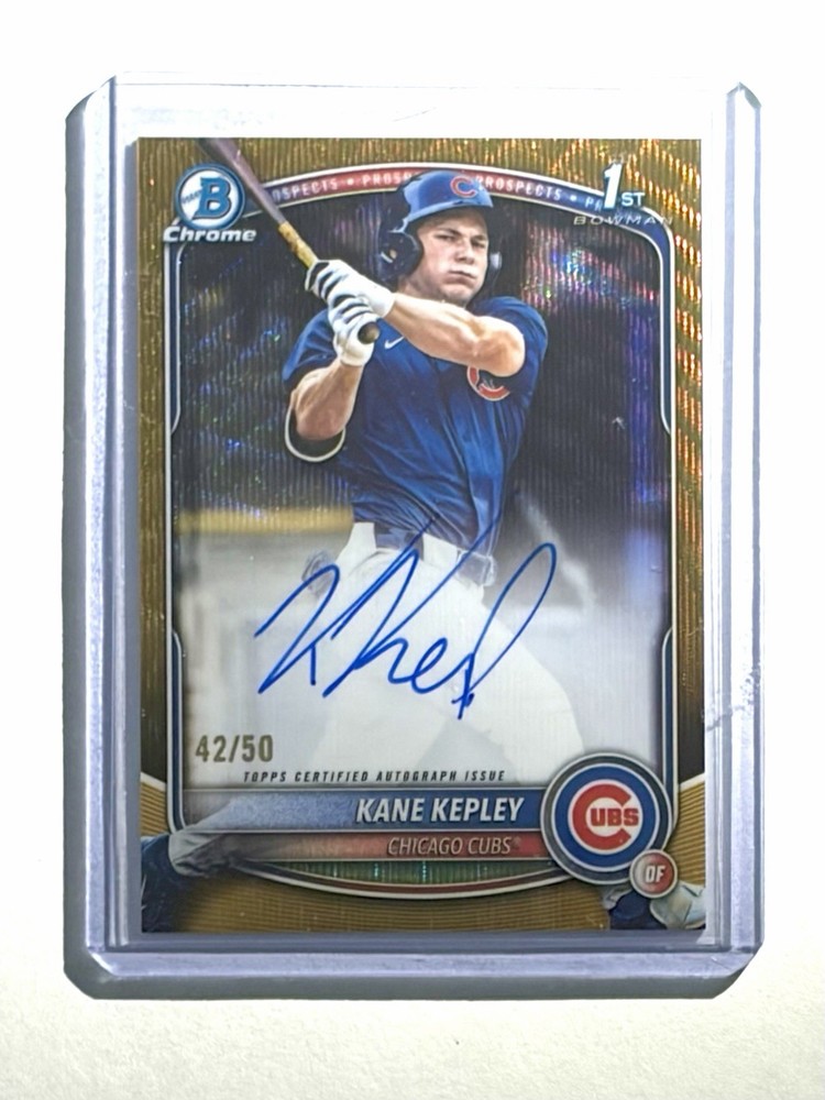 2025 Bowman Draft Kane Kepley 1st Gold Wave Auto /50 Cubs CPA-KK