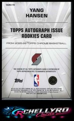 Yang Hansen Portland Trail Blazers Topps 2025-26 Topps Chrome #TAUR2-YH
