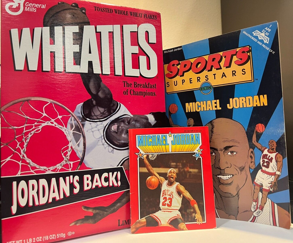 Michael Jordan Collection- Empty Wheaties Box, Comic Book, Career History Book