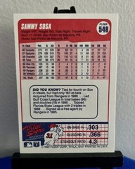 SAMMY SOSA #549. FLEER ERROR (RC). MINT CONDITION BASEBALL CARD