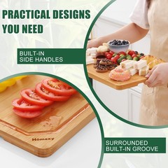 Homaxy Extra Large Organic Bamboo Cutting Boards for 24&Prime;L x 18&Prime;W, Natural