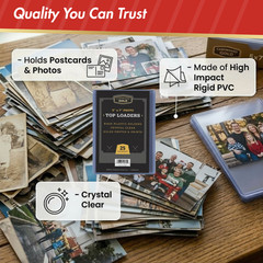 100ct Cardboard Gold 5×7 Top Loaders for Postcards/Photos – Clear Rigid PVC