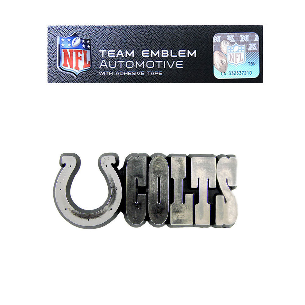 NFL Indianapolis Colts Plastic Chrome Emblem Decal Size Aprx. 4 x 1 3/4 inches