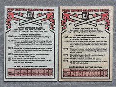 (2) 1981 Donruss JOHN ELLIS « Wrong Photo » Error & Corrected Baseball Cards #26