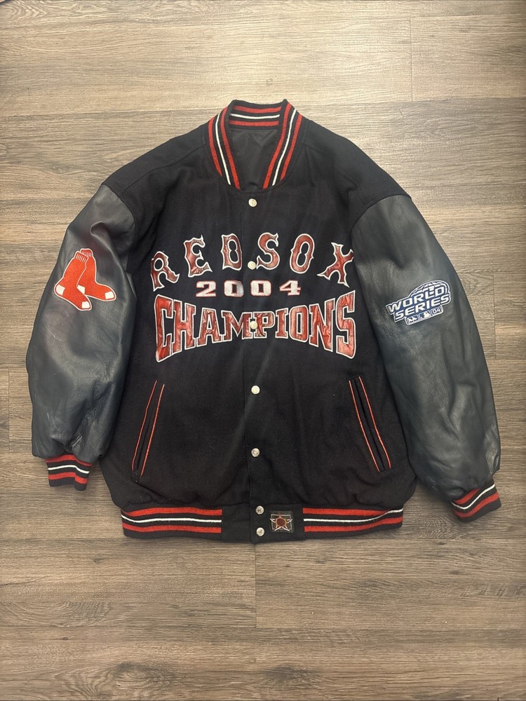 VTG Boston Red Sox Reversible Bomber Varsity Jacket JH Design Black Navy XL