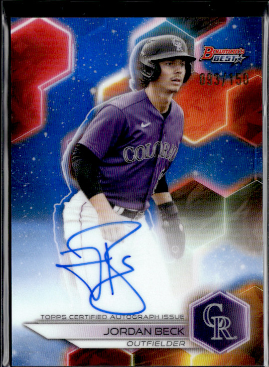2023 Bowman Best – Best of 2023 Auto Jordan Beck #B23-JBK Blue Ref /150 (AU,RC)