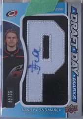 Vasily Ponomarev 2024-25 SP Game Used Draft Day Marks Letter « P » Autograph /35