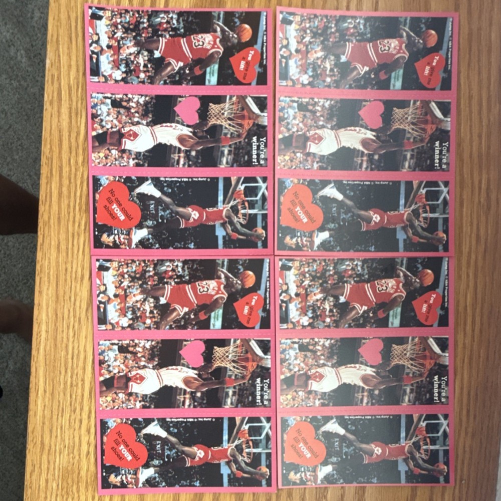1991 CLEO MICHAEL JORDAN VALENTINES CARDS, LOT OF (4) SHEETS