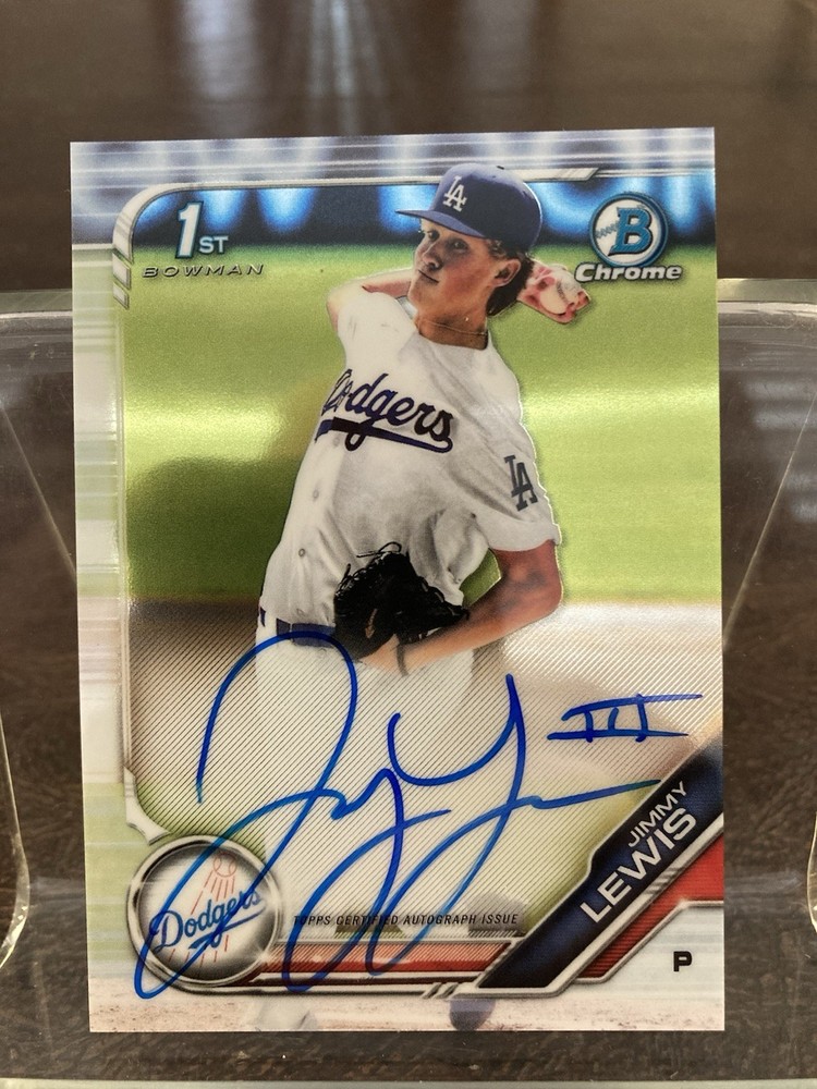 2019 Bowman Chrome Jimmy Lewis 1st Bowman Base Auto #CDA-JL Dodgers