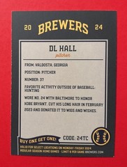 2024 MILWAUKEE BREWERS DL HALL Regional Police Safety Baseball Card Rookie RC