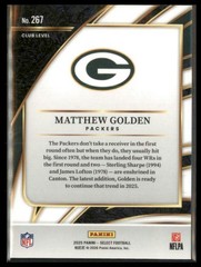 2025 Panini Select #267 Matthew Golden Silver Prizm