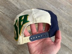 Vintage 90s Notre Dame Irish Snapback Hat Top Of The World Spellout Graffiti TOW