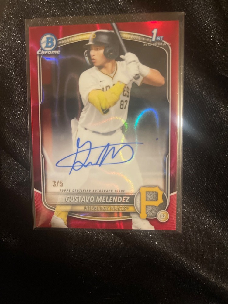 GUSTAVO MELENDEZ 2025 BOWMAN CHROME RED LAVA REFRACTOR 1ST AUTO /5