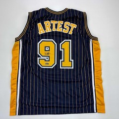 Facsimile Autographed Ron Artest Indiana Blue Pinstripe Reprint Jersey Men&rsquo;s XL