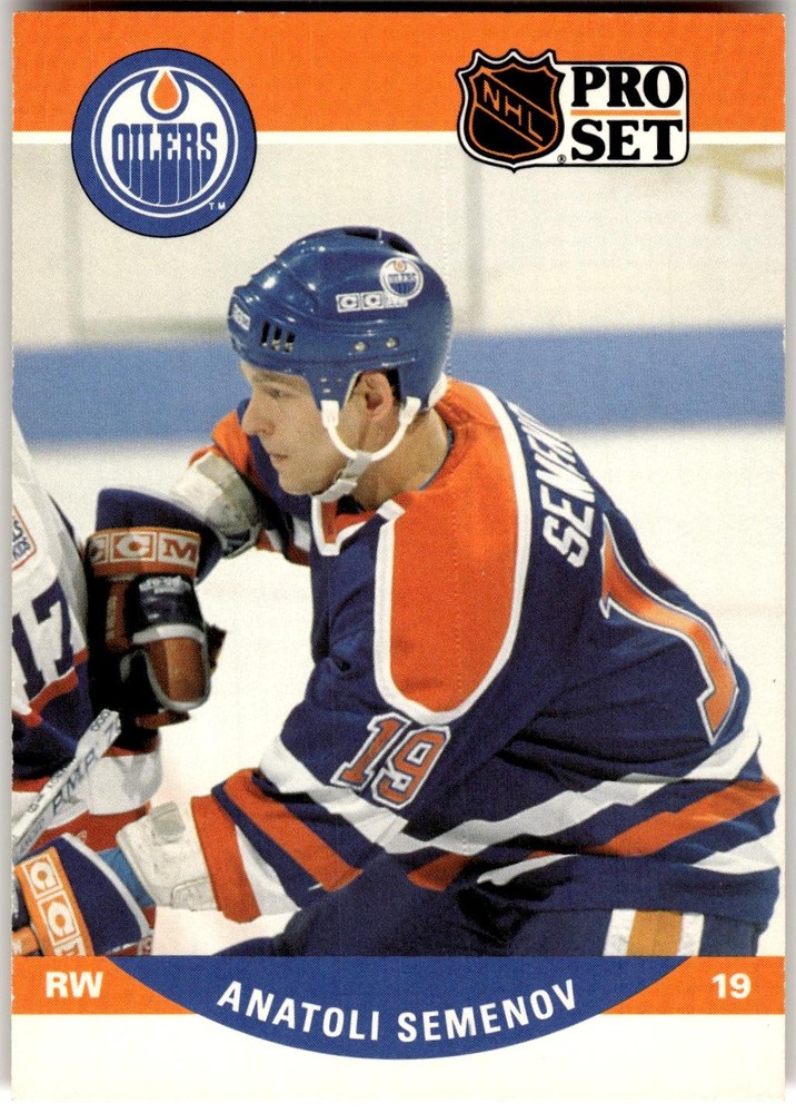 1990-91 Pro Set #608 Anatoli Semenov Edmonton Oilers Rookie NHL Hockey