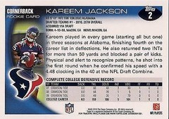 2010 Topps #2 Kareem Jackson TEXANS RC