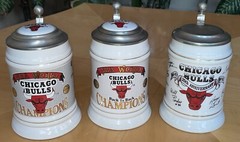 3 Vintage Rare Set Of 1991 92 93 Chicago Bulls Championship Steins ALL #594 MINT