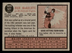 1962 Topps #527 Dick McAuliffe RC – Detroit Tigers (High Number / MARKED)