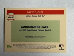 🪶Topps Chrome Platinum 2025 Drew Thorpe Rookie Auto CPA-DT White Sox Insert